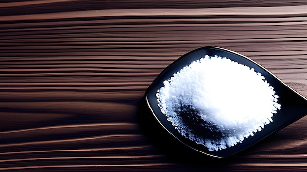 Salt on a black wooden table