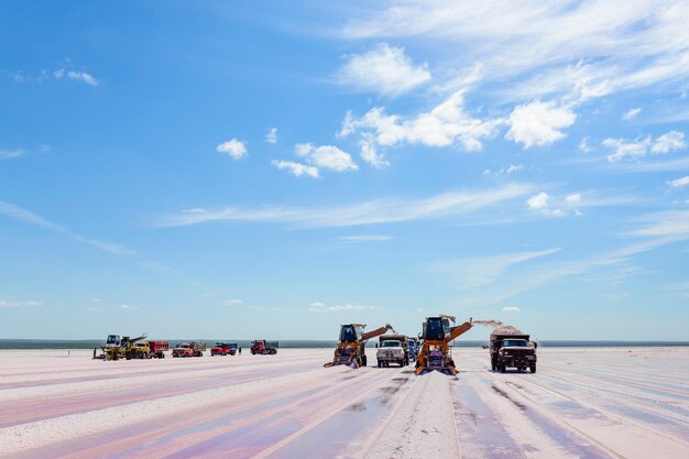 Salt lagoonDunaliella salina coloration La Pampa Argentina