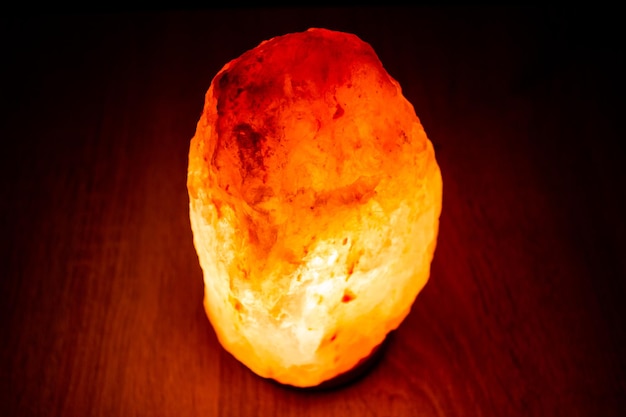 Salt lamp on Salt ceiling in the dark natural mineral lampSalt cover lamp on