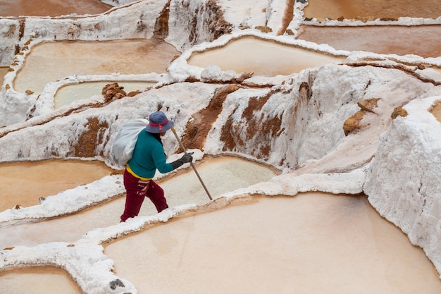 salt pans of maras in the sacred valley of the incas urubamba cuzco peru 