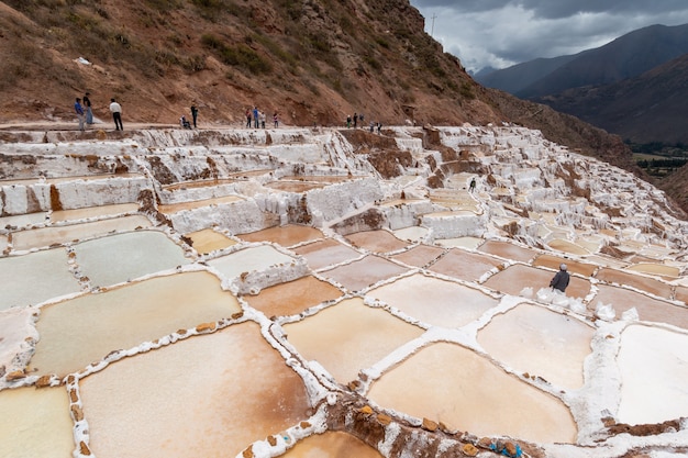 salt pans of maras in the sacred valley of the incas urubamba cuzco peru 