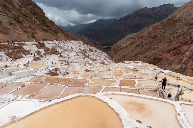 salt pans of maras in the sacred valley of the incas urubamba cuzco peru 