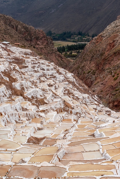 Salt pans of maras in the sacred valley of the incas urubamba cuzco peru