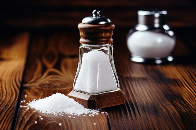 Salt shaker resting on table