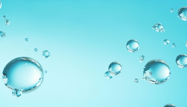 salt and water drops floating on a light tiffany blue background