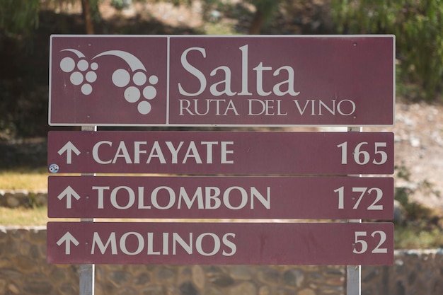Salta teken weg Route van de wijn Argentinië