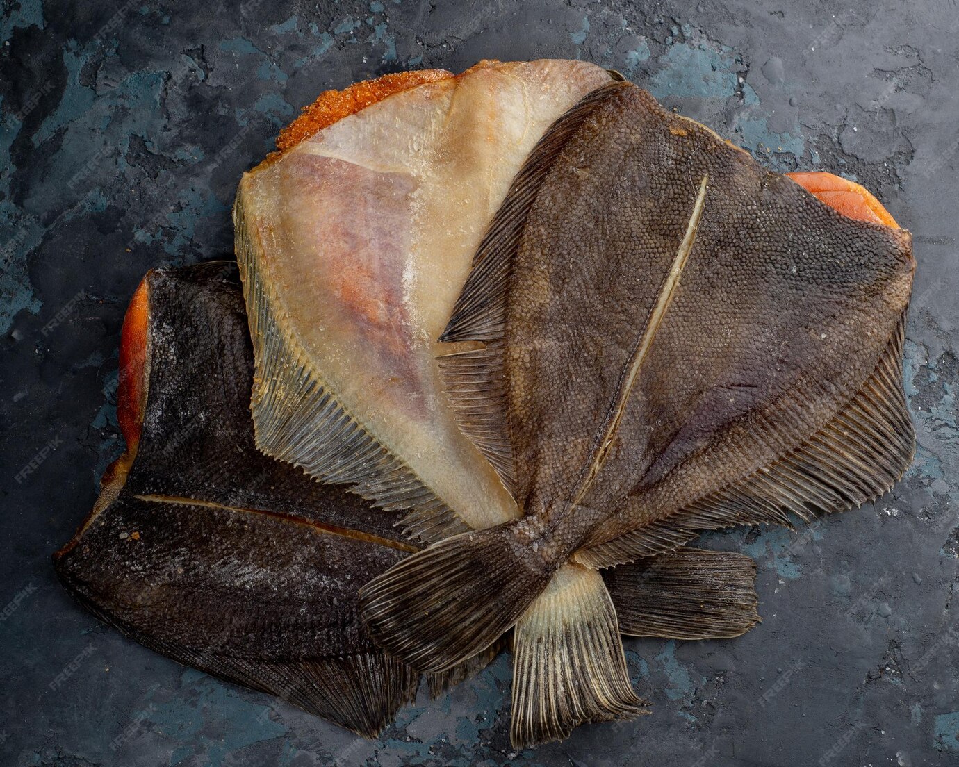 Premium Photo Salted dried flounder fish appetizer for beer