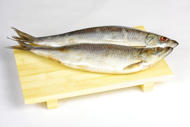 Salted herring isolated on the white background