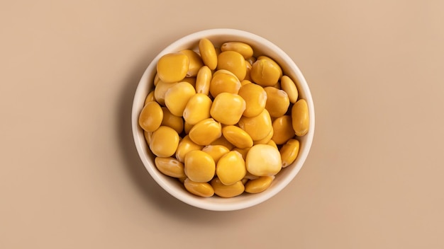 Salted Lupin Beans in white bowl