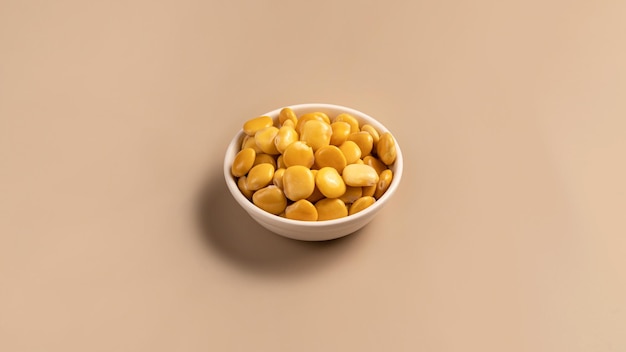 Photo salted lupin beans in white bowl