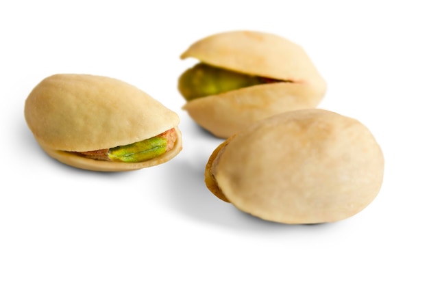 Salted pistachios isolated on a white background clipping path