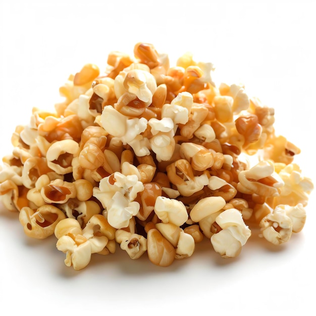 Salted popcorn isolated on white background