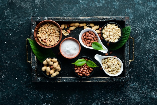 Salted roasted peanuts with salt Snacks to beer Free space for your text