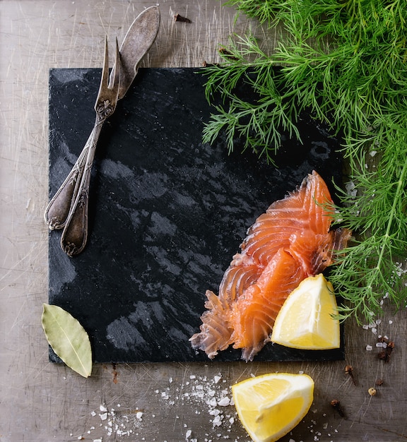 Salted salmon with dill