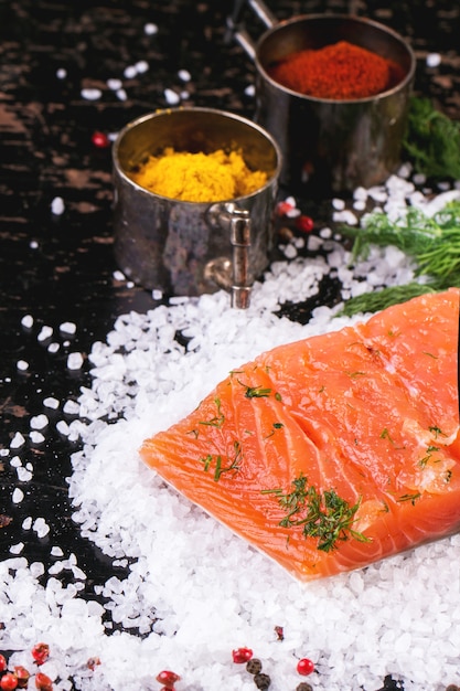 Salted salmon with spices