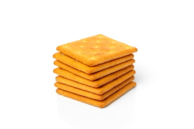 Salty crackers isolated on white background