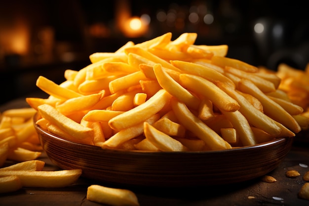 salty fried fries in paper bagfast food