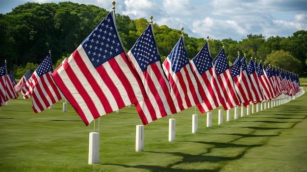 A Salute of Flags Remembrance and Honor Concept Patriotic Display Flag Memorial Tribute Photoshoot Respectful Gestures