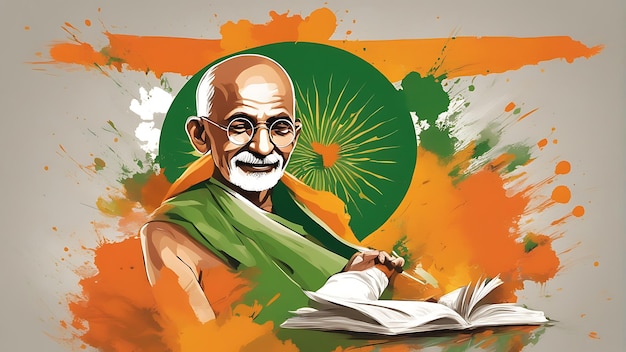 Photo saluting the father of the nation gandhi jayanti inspires unity and nonviolence in every heart