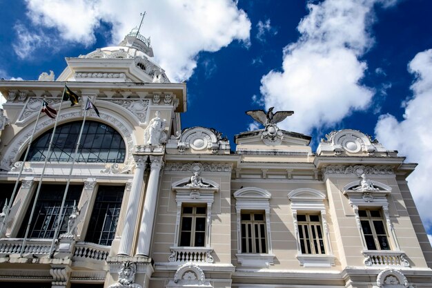 Salvador, Bahia, Brazil - January 16, 2015: Front view of Palácio Rio Branco, former location of the Government of Bahia. Historic building that was built in 1919.