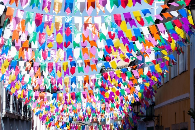 salvador bahia brazil june 15 2023 pelourinho houses decorated with colorful flags on the facade for the feast of sao joao in salvador bahia