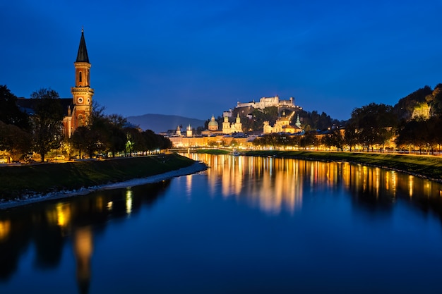 Salzburg city evening view