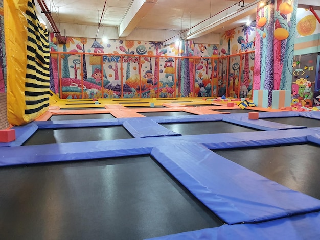 Samarinda Indonesia March 9 2021 Colorful empty children indoor playground toys playing arena