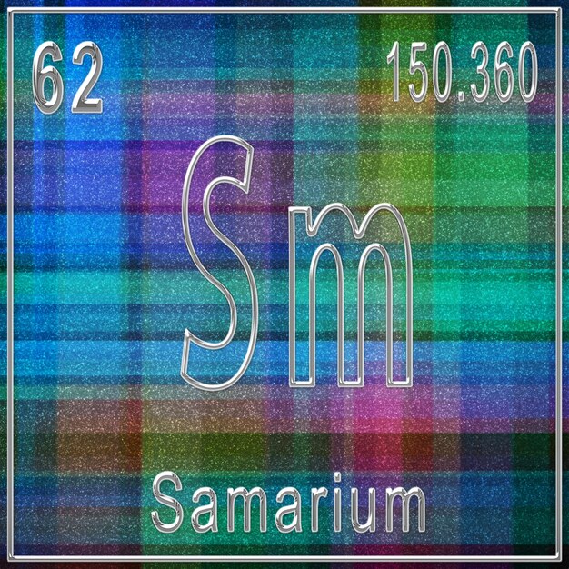 Samarium scheikundig element Teken met atoomnummer en atoomgewicht