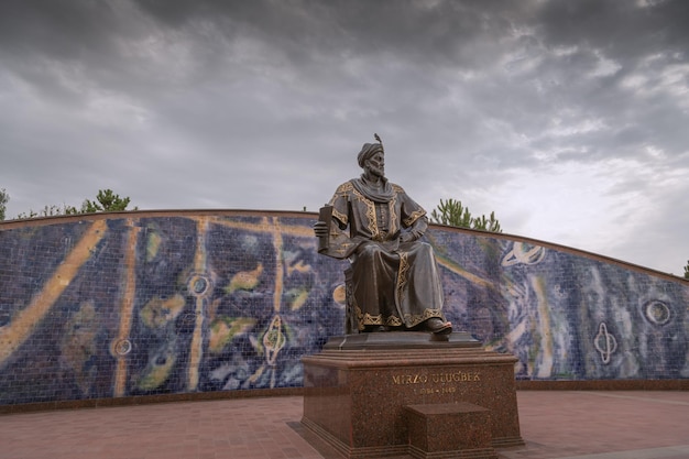 Samarkand Uzbekistan June 15 2023 Monument to the outstanding scientist astronomer and mathematician of the Middle Ages Ulugh Beg is installed near the observatory he founded