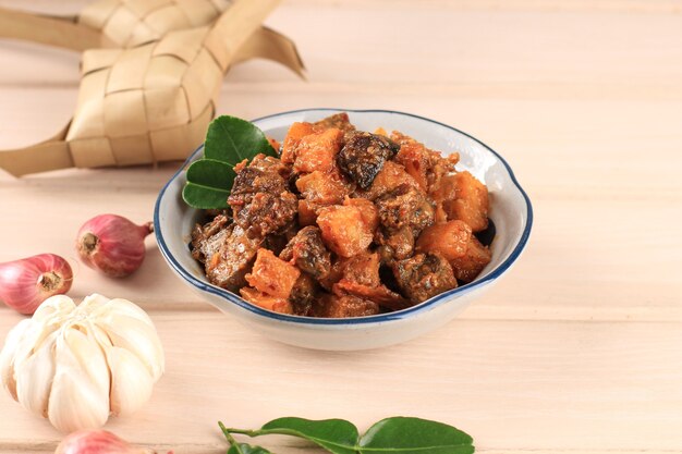 Sambal Goreng Hati Ati Kentang or Hot Spicy Liver and Potato Indonesian Traditional Cuisine