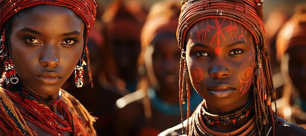 Samburu people in Kenya showcasing their colorful clothing intricate beadworkGenerated with AI