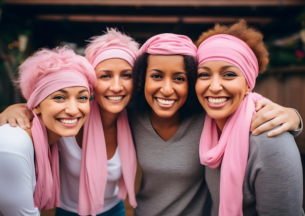 Foto samen kanker verslaan vrouwen in roze