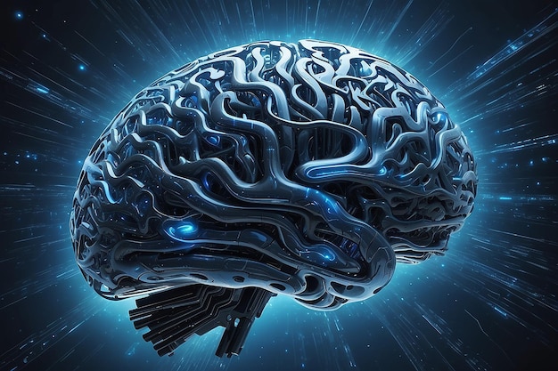 Samenstelling van een achtergrond van de hersenen in de binaire ruimte met blauwe kleur