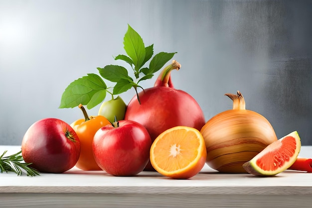 Samenstelling van verschillende groenten en fruit op witte achtergrond