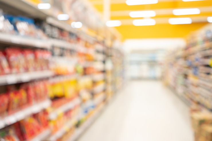 Foto samenvatting vage supermarkt