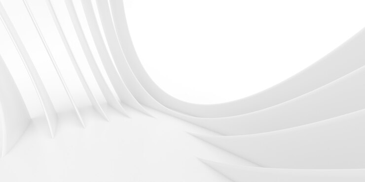 Samenvatting van de achtergrond van witte lijnen, minimale dynamische vorm, 3D-rendering.