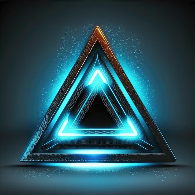 Samenvatting van gloeiend futuristisch driehoeksframe verlicht met neonblauw