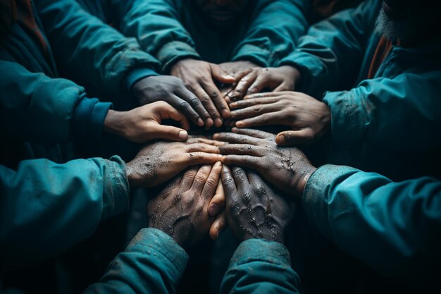 Samenwerken teamwerkconcept met handen in één hand