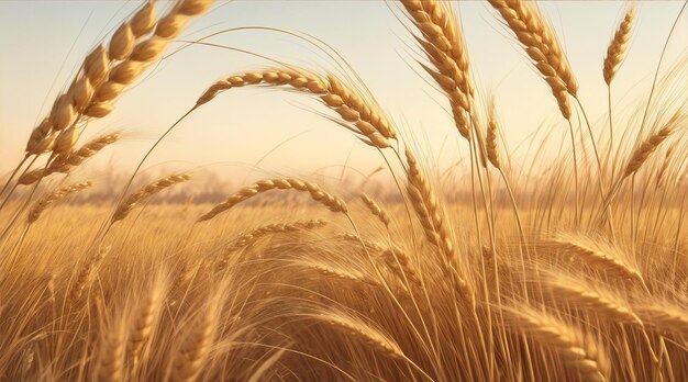 Samenwerking van wind en tarwe als elke schommeling en ruis van de gouden stengels creëert een betoverende symfonie die de lucht vult met de rustgevende melodieën van de natuur illustratie Generatieve AI