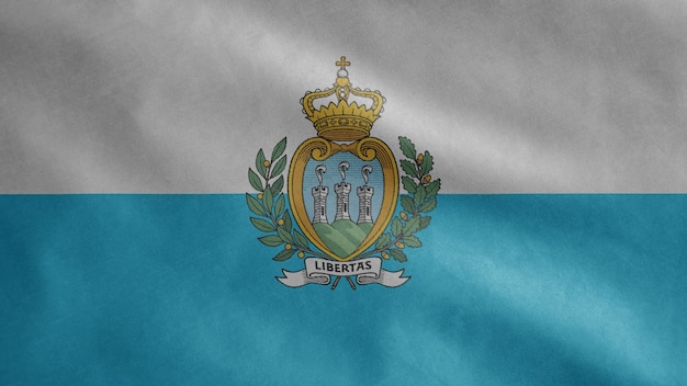 Sammarinese vlag zwaaien in de wind. San Marino banner waait gladde zijde smooth