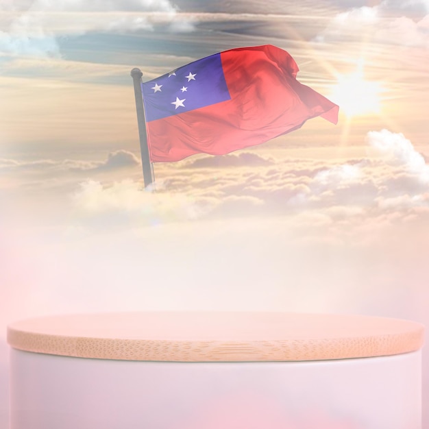 A samoa flag podium cloud sky background