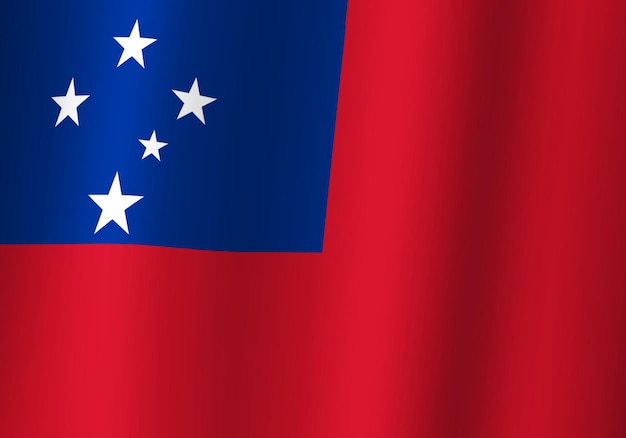 Samoa national flag 3d illustration close up view