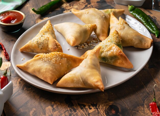 Samosa Restaurantstijl gegenereerd door AI