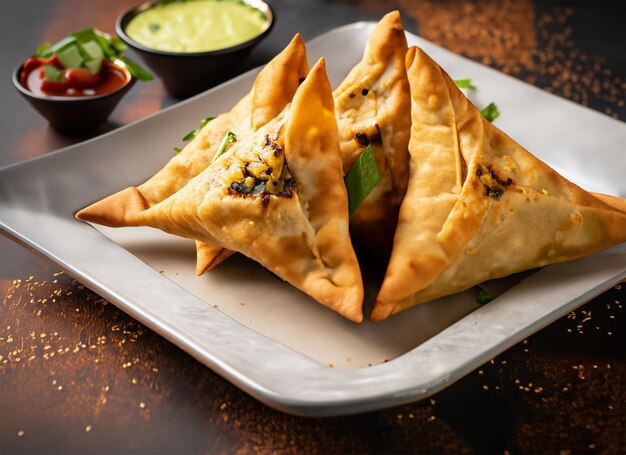 Samosa Restaurantstijl gegenereerd door AI