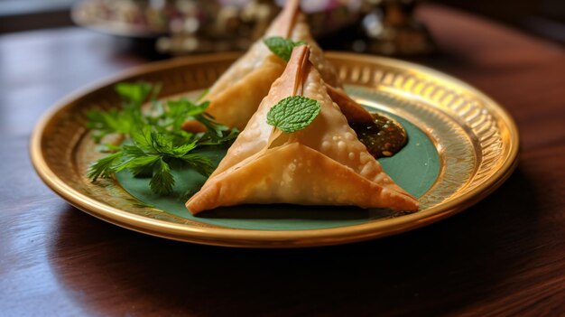 Photo samosa served on a plate