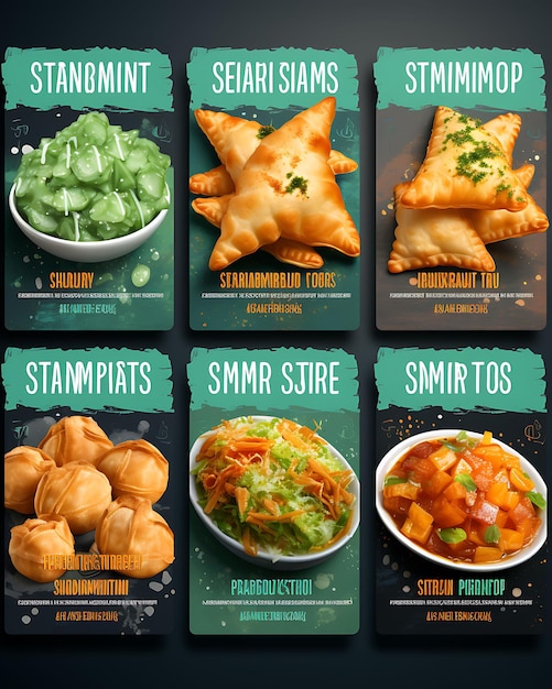 Foto samosa-snack met muntchutney, korianderblaadjes pittig en ta india culinaire cultuur layout website