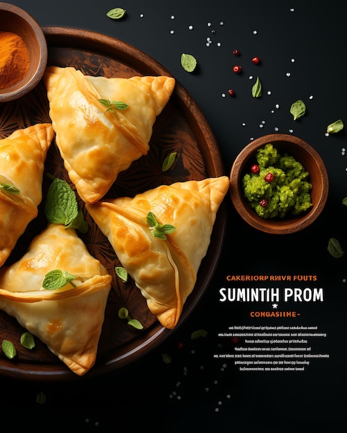 ミントチャツネのサモサ幾何学模様の装飾 Vibra India 食文化レイアウト Web サイト
