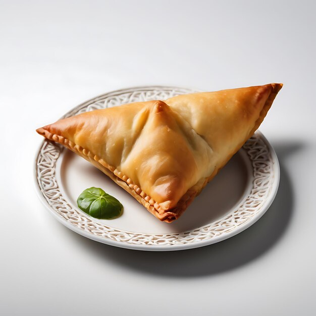 Samosas on a white background