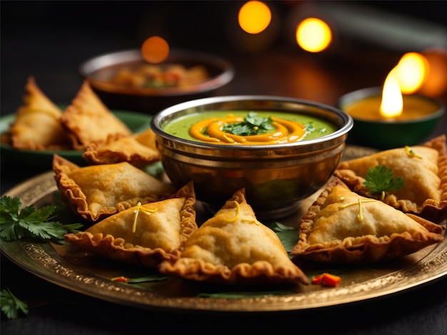 Samosas with Green Chutney