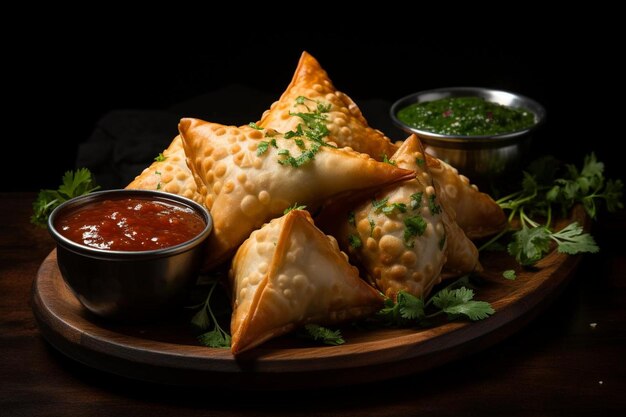 Samosas with Sweet Chutney Samosa image photography